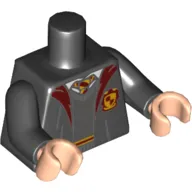 Torso Robe over Sweater, Dark Red and Blight Light Orange Tie and Details and Gryffindor Crest Print, Black Arms, Light Nougat Hands