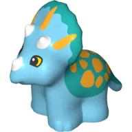 Duplo Dinosaur Triceratops Baby with Bright Light Orange Spots Print