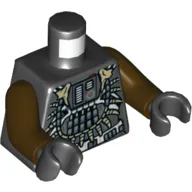 Torso Armor, Necklace Fangs, Control Panel Print, Dark Brown Arms, Black Hands