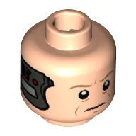 Minifig Head Lobot, Medium Nougat Eyebrows, Control Panel / Computer on Side of the Head Print [Hollow Stud]
