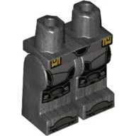 Hips and Pearl Titanium Legs with Dark Bluish Gray, Black, and Silver Armor, Gold Trim