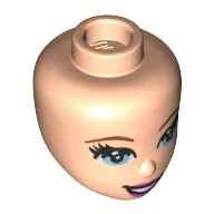 Minidoll Head Bright Light Blue Eyes, Dark Pink Lips, Open Mouth print