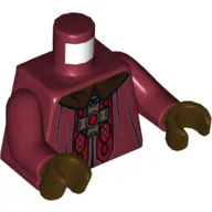Torso Dark Brown Collar, Gold Cross with Red Center, Red and Gold Design Print (Godric Gryffindor), Dark Red Arms, Dark Brown Hands
