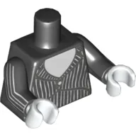 Torso Jacket with White Shirt and Pinstripes Print, Black Arms with White Pinstripes Print, White Hands