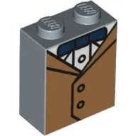 Brick 1 x 2 x 2 with Inside Stud Holder with Jacket/Vest, White Shirt, Dark Blue Bow Tie print