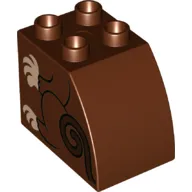 Duplo Brick 2 x 3 x 2 with Curved Top with Monkey Body, Arms, and Legs Print
