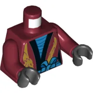 Torso Robe, Black Trim, Dark Azure Undershirt, Sash, Gold Dragon Print, Dark Red Arms, Black Hands
