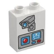 Duplo Brick 1 x 2 x 2 with Bottom Tube with Camera and Video Intercom Print