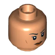 Minifig Head Iden Versio, Eyebrows, Dark Orange Lips, Cheeks Lines, Neutral / Angry Print