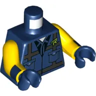 Torso Vest, Pockets, Straps, Yellow 'R' Print (Rex Dangervest), Yellow Arms with Dark Blue Cuffs Print, Dark Blue Hands