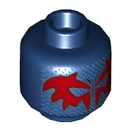 Minifig Head Spider-Man (2099), Red Eye Mask, Bright Light Blue Dots Print