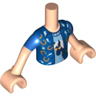Minidoll Torso Boy with Blue Shirt with Gold Horse Shoes, Medium Blue Shirt with Black Horse