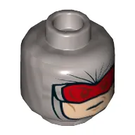 Minifig Head Ocean Master, Dual Sided, Balaclava with Light Nougat Face, Red Goggles / Angry Print [Hollow Stud]