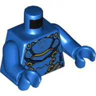 Torso Armor, Dark Blue and Gold Trim Print, Blue Arms and Hands