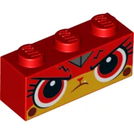 Brick 1 x 3 with Unikitty Angry, Red Eyes, Lightning Bolts print