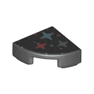 Tile Round 1 x 1 Quarter with Blue, Pink, Silver star print