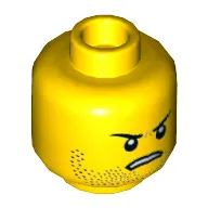 Minifig Head 'Where are my Pants?' Guy, Eyebrows, Stoppled Beard, Smile / Angry Print