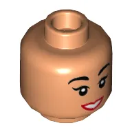 Minifig Head Jasmine, Female, Eyebrows, Red Lips, White Teeth Smile Print [Hollow Stud]