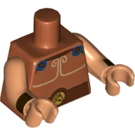 Torso Armor, Blue Cape Clasps, White Trim and Reddish Brown Belt Print, Nougat Arms and Hands with Dark Brown Cuffs Print