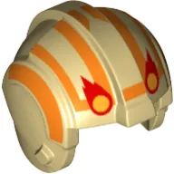 Helmet Rebel Pilot, Center Ridge with Red and Yellow Meteors, Orange Trim Print