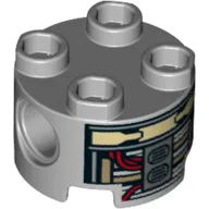 Brick Round 2 x 2, Pin Holes with Droid Control Panel print