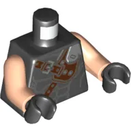 Torso Vest, Muscles, Dark Brown Shoulder Straps with Silver Plate Print, Light Nougat Arms, Black Hands