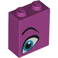 Brick 1 x 2 x 2 with Inside Stud Holder with Blue Eye, Eyebrow Right print