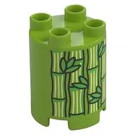 Duplo Brick Round 2 x 2 x 2 with Bamboo and Leaves Print