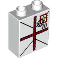 Duplo Brick 1 x 2 x 2 with Bottom Tube with Parcel Print