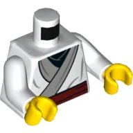 Torso Robe, Black Shirt, Dark Red Sash Print, White Arms, Yellow Hands