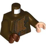 Torso, Odd Hands, Robe over Tunic with Medium Nougat Stripes Print, Dark Brown Arms, Left Light Nougat Hand, Right Reddish Brown Hand