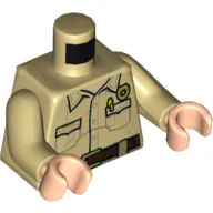 Torso Shirt, Pockets, Pen, Police Badge, Reddish Brown Belt Print, Tan Arms, Light Nougat Hands