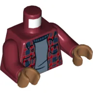 Torso Plaid Sweater, Pockets, Medium Blue Shirt Print, Dark Red Arms, Medium Nougat Hands