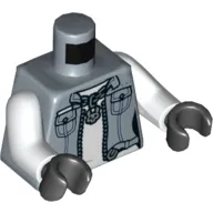 Torso Jacket, Pockets, Zipper, Chain Necklace, Skull, White Shirt Print, White Arms, Black Hands