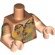 Torso, Dual Molded Arms, Hawaii Shirt with Flowers and Leaves Print, Nougat Sleeves Pattern, Light Nougat Arms and Hands