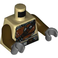 Torso Armor, Reddish Brown Chestplate, Dark Brown Shoulder Strap and Belt Print, Dark Brown Arms, Dark Bluish Gray Hands