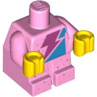 Baby / Toddler Body with Fixed Arms and Yellow Hands Sparkle Baby with Pink on Turquoise Lightning and Silver Spots
