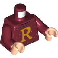 Torso Sweater with 'R' Print, Dark Red Arms, Light Nougat Hands