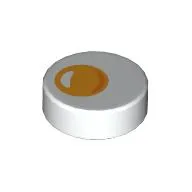 Tile Round 1 x 1 with Egg with Yolk Print