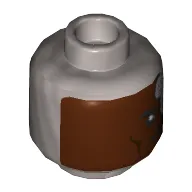 Minifig Head Cyborg, Half Face, Half Metal Plates with Red Eye Print