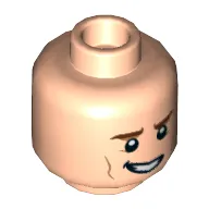 Minifig Head The Flash, Brown Eyebrows, Smile Showing Teeth Print