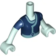 Minidoll Torso Girl with Dark Blue Vest, Medium Blue Trim, Diamond