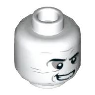 Minifig Head Metamorpho, Side Grin, Dark Bluish Gray Eye-shadow and Face Lines Print