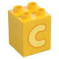 Duplo Brick 2 x 2 x 2 with Bright Light Yellow 'C' Print