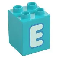 Duplo Brick 2 x 2 x 2 with 'E' Print