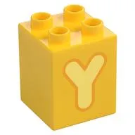 Duplo Brick 2 x 2 x 2 with Bright Light Yellow 'Y' Print