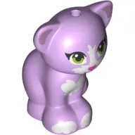 Animal, Cat, Sitting with Lime Eyes, Magenta Nose, and White Markings Print