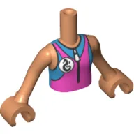 Minidoll Torso Girl Dark Pink/Medium Blue Wet-suit, Zipper, Seahorse Logo