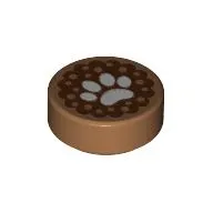 Tile Round 1 x 1 with Animal Track Print