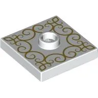 Plate Special 2 x 2 with Center Stud (Jumper) with Gold Decorations print